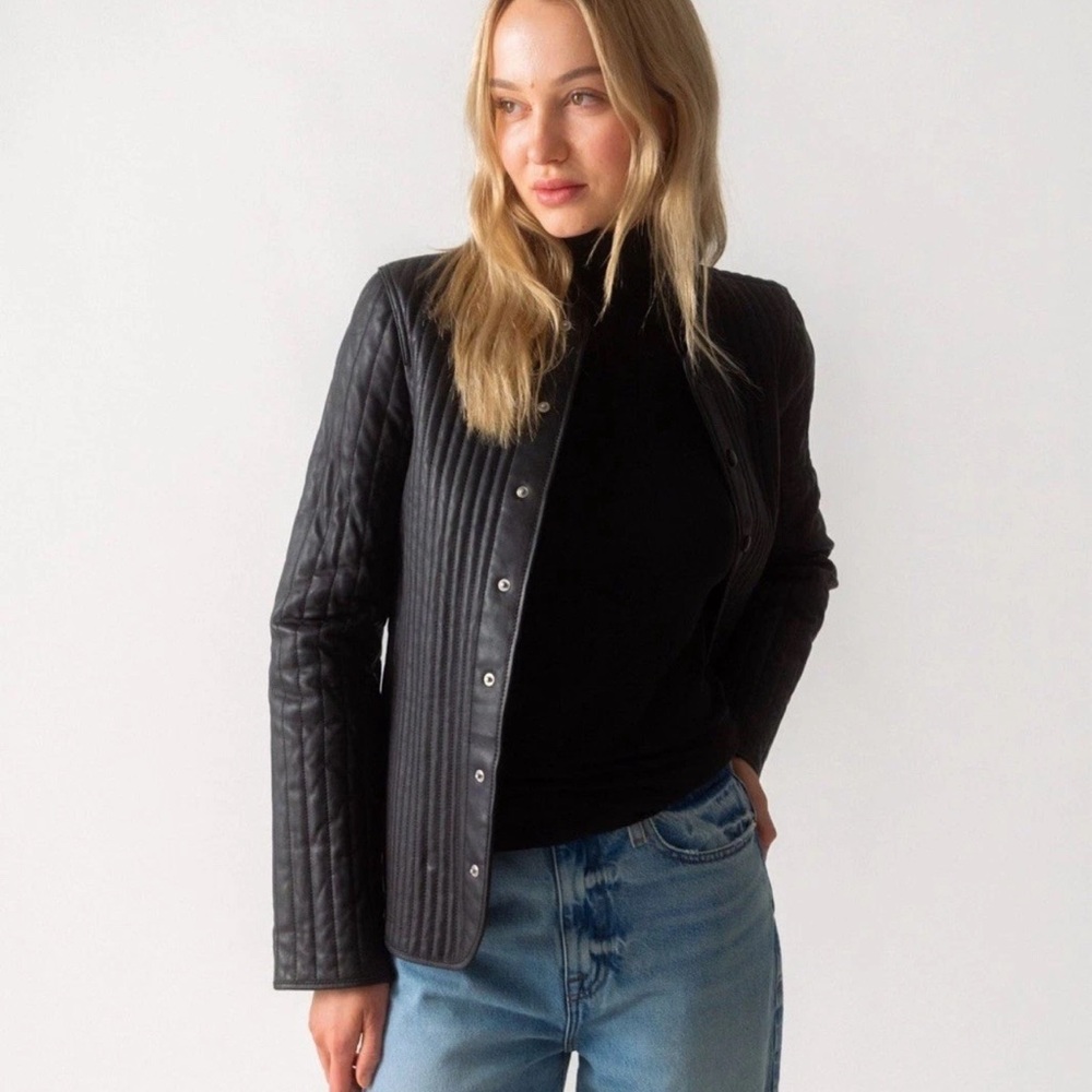 Toteme Linear Quilted Leather Jacket / size 34 / NWT